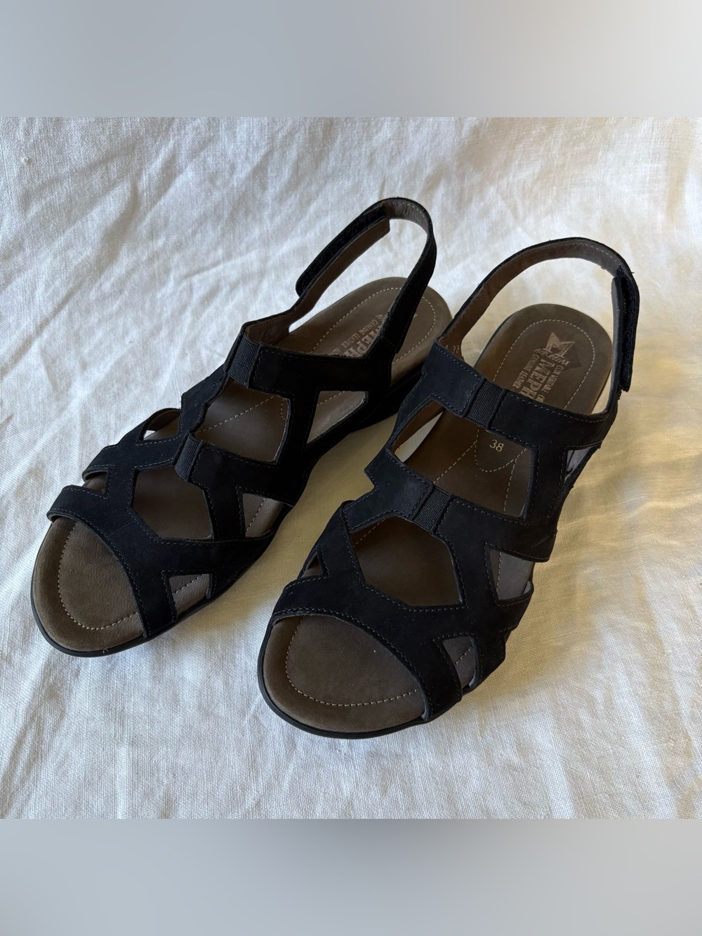 Mephisto Pamela Air Relax Nubuk Leather Comfort Sandals Black Women's EU 38